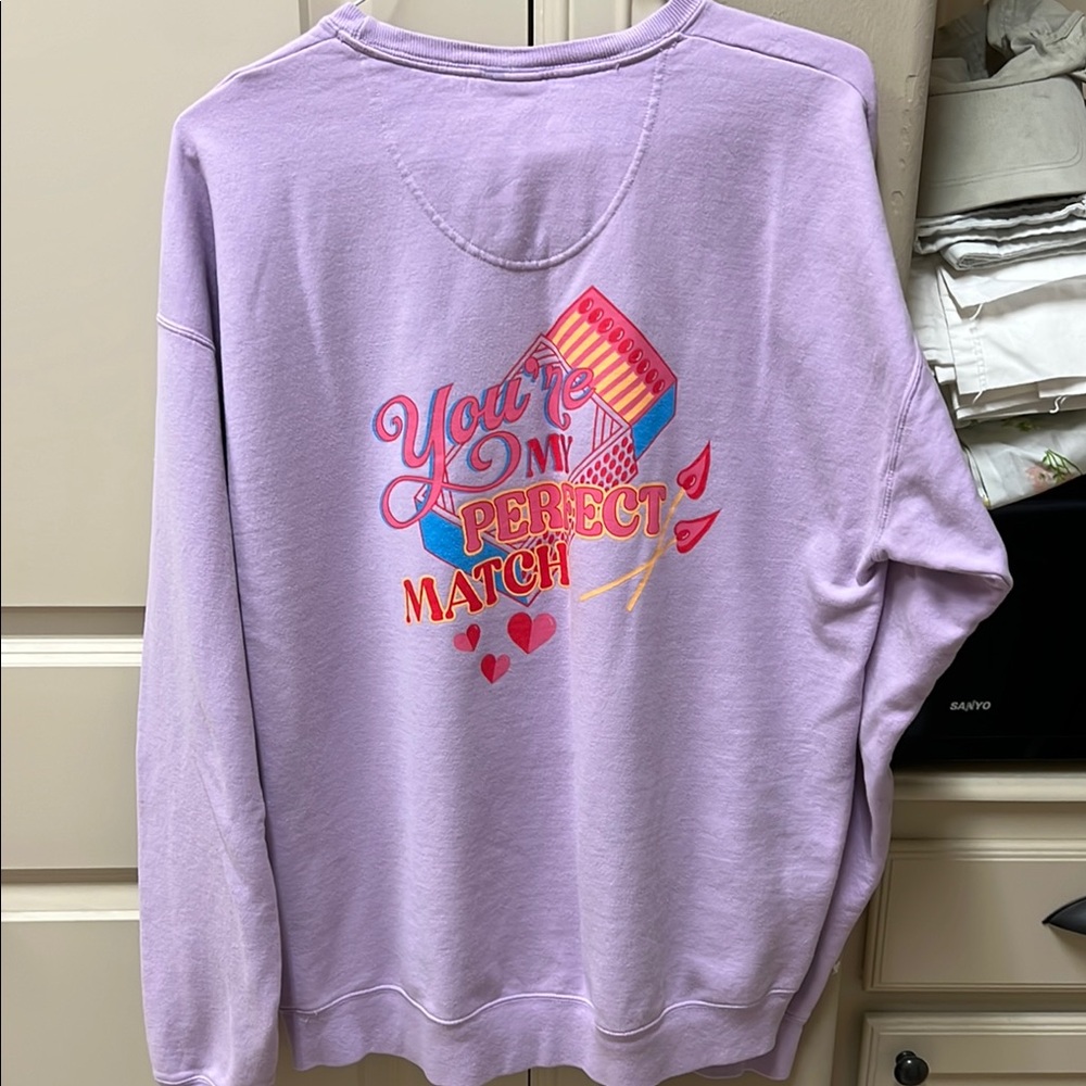 Lavender Sweatshirt with Embroidered Design
